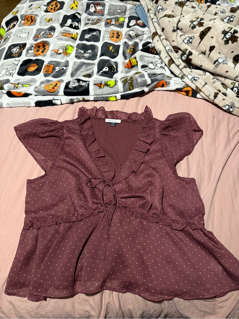 American Eagle Outfitters Women Mauve Polka Dot Skirt